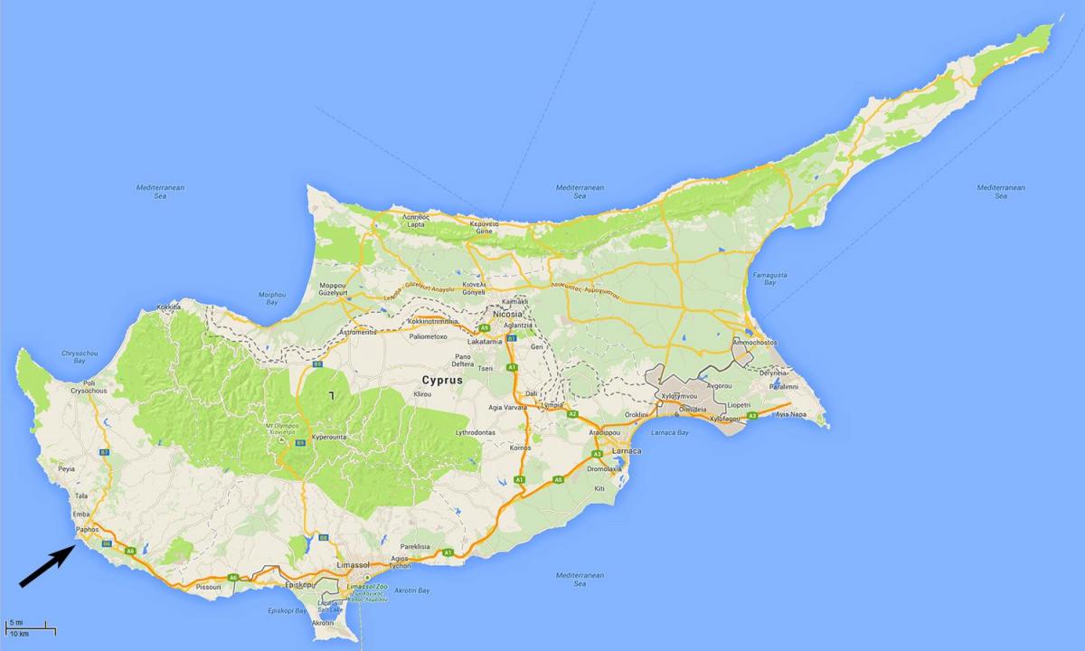 نقشہ قبرص کے دکھا ہوائی اڈوں